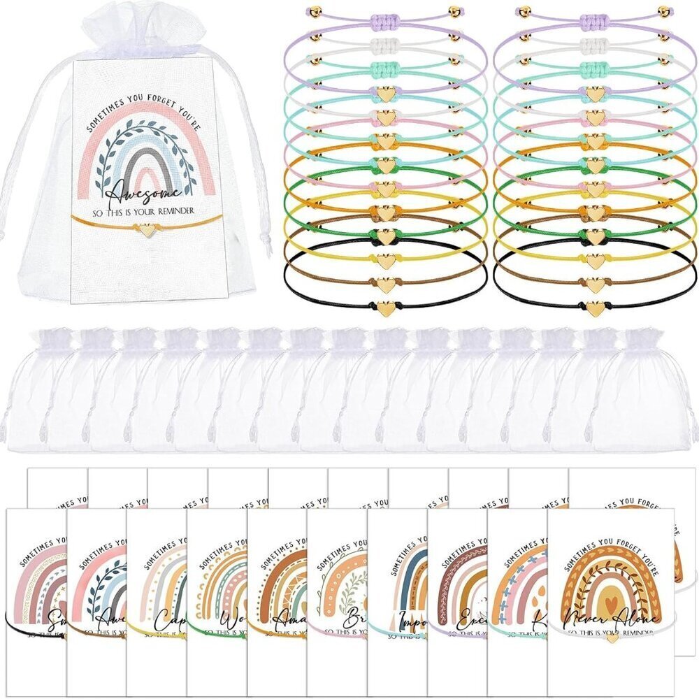 Bulk Inspirational Bracelets Gift Set for Women with Cards & Bags